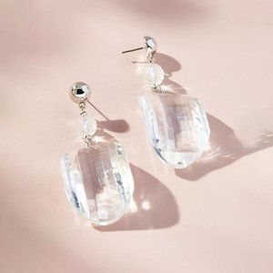 Anthropologie Multi-Shape Clear Stone Drop Earrings NWT